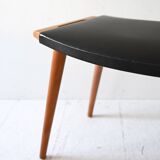 Vintage wooden and leather stool