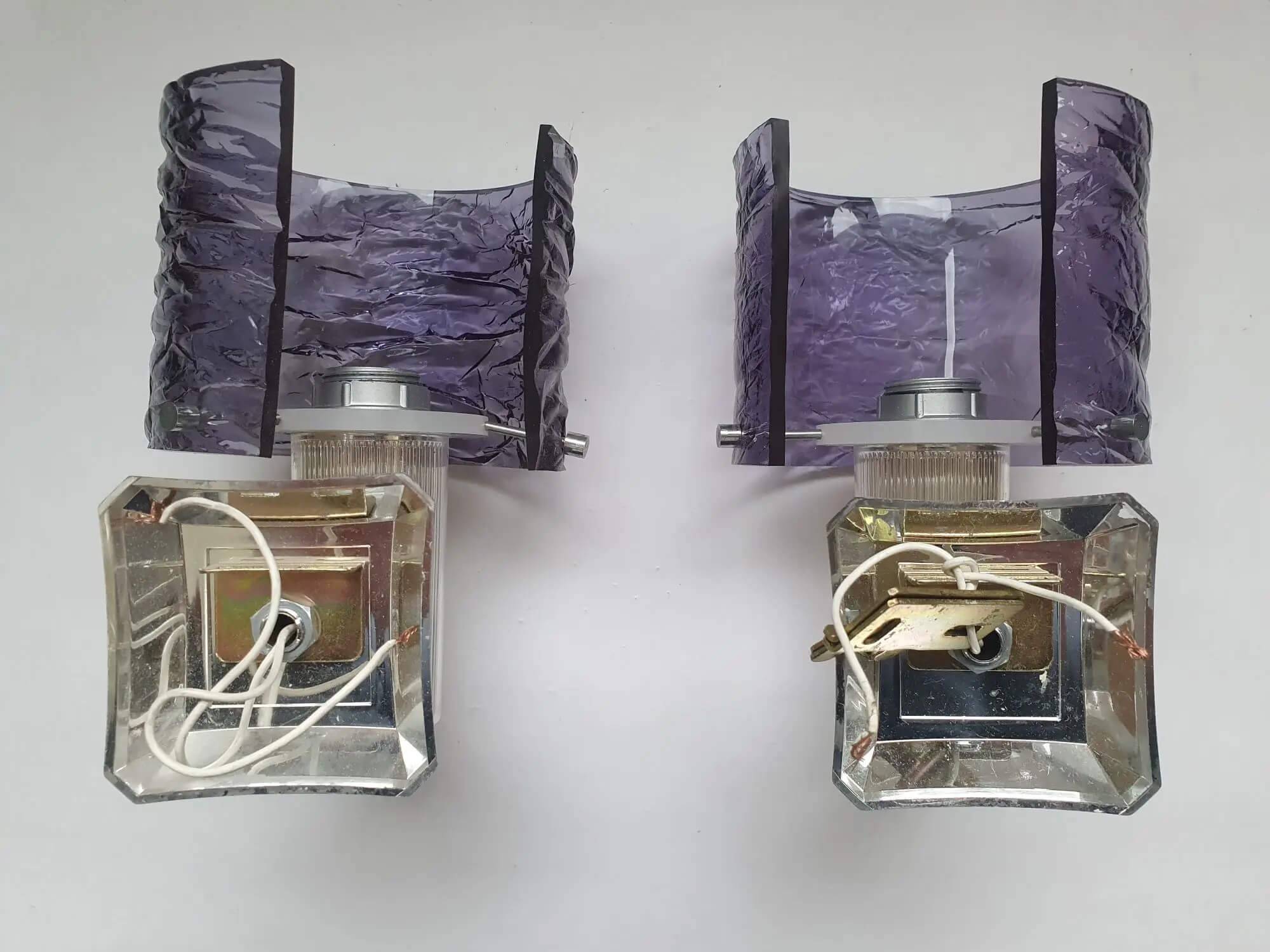 Pair of purple wall lights from the 70s