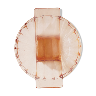 Saladier en verre rose saumoné années 50