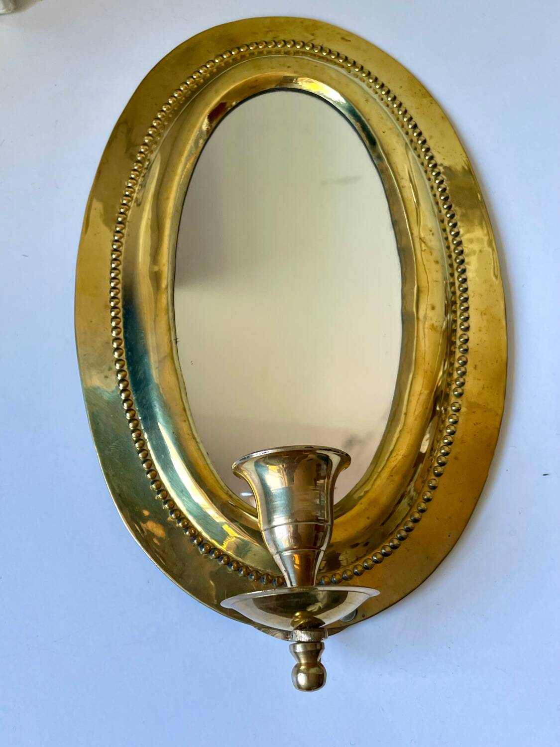 Vintage  Brass Wall mirrored Candle Sconce