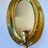 Vintage  Brass Wall mirrored Candle Sconce