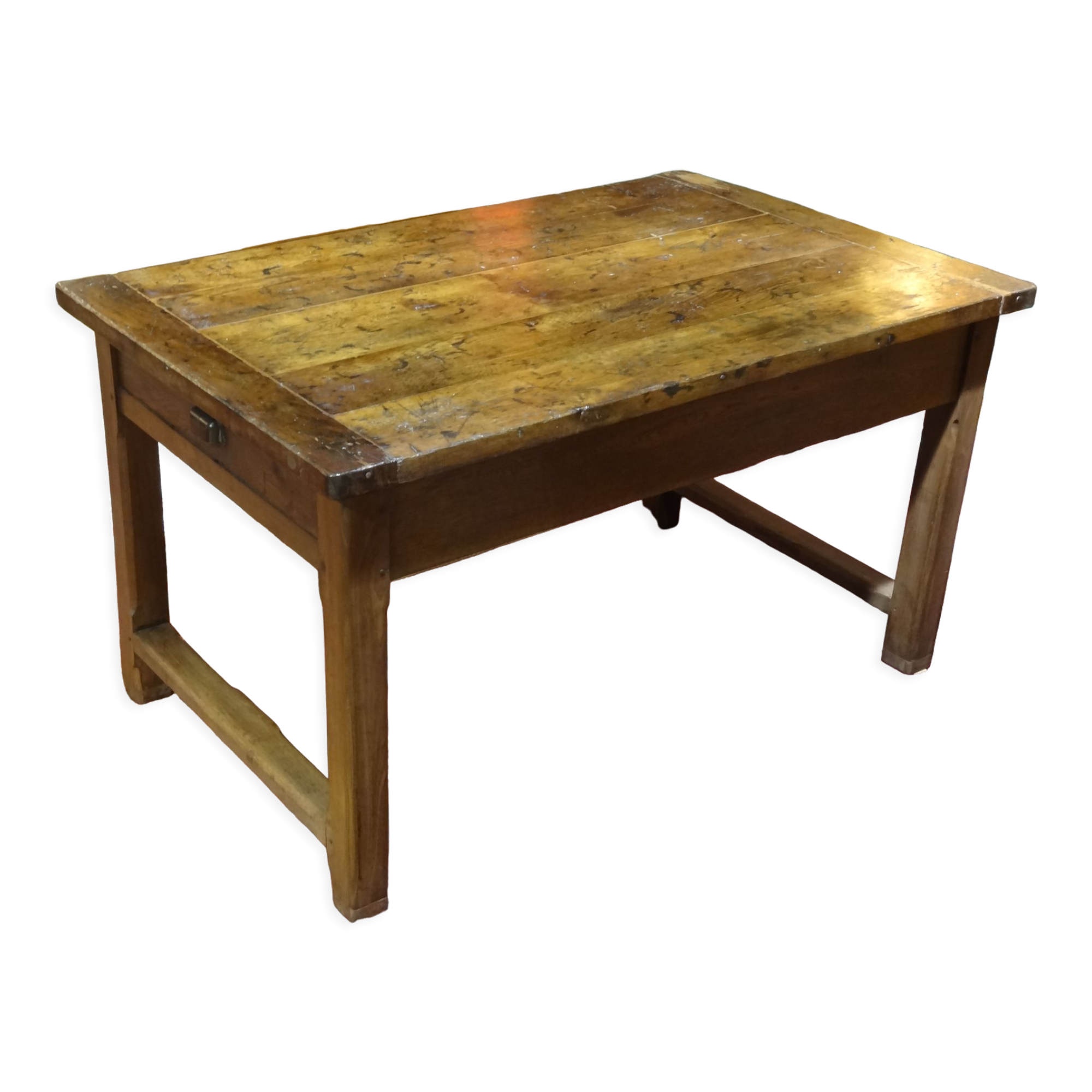 Nineteenth century farmhouse table in natural oak wood 140 x 90 cm