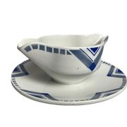 Art Deco, sauce boat with geometric motifs, Orchies around 1930.