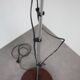 Vintage Hungarian adjustable floor lamp with two orange globe shades, circa 1970.