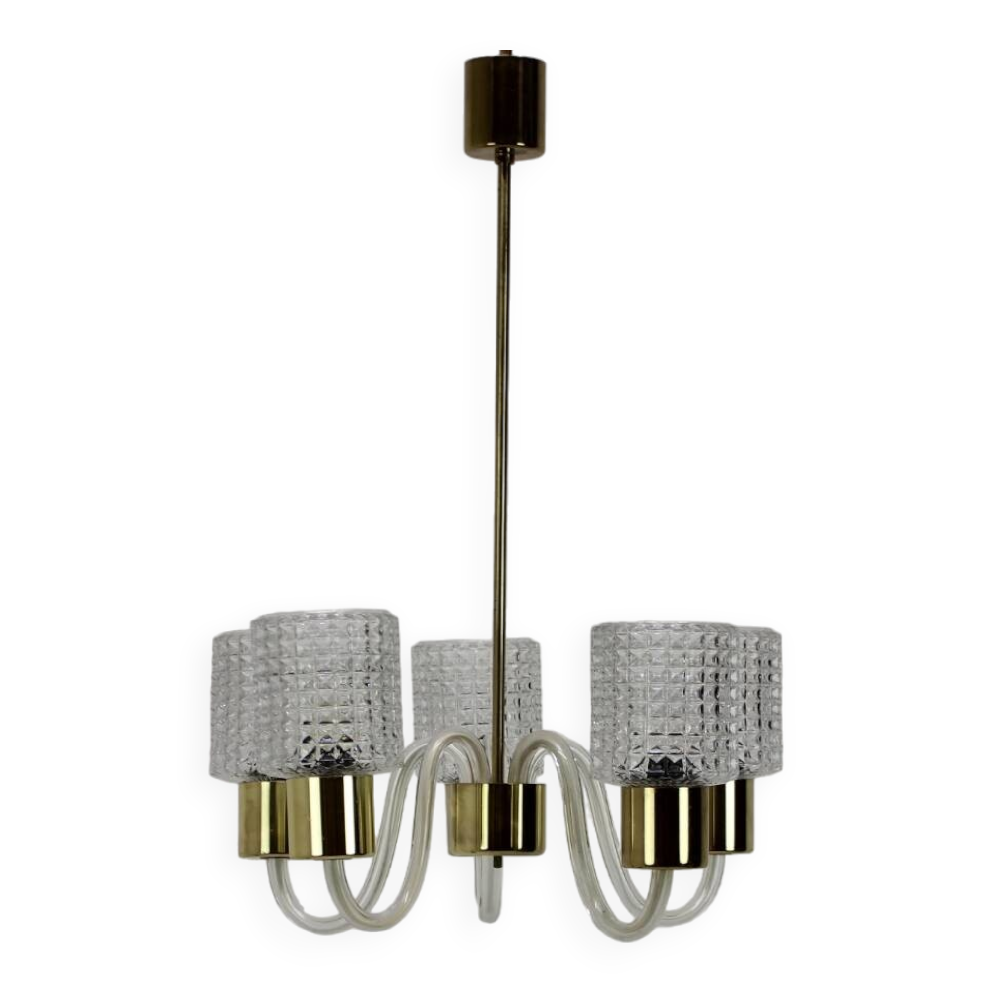 Art Deco All Glass Chandelier by Kamenicky Senov, 1960's, Czechoslovakia