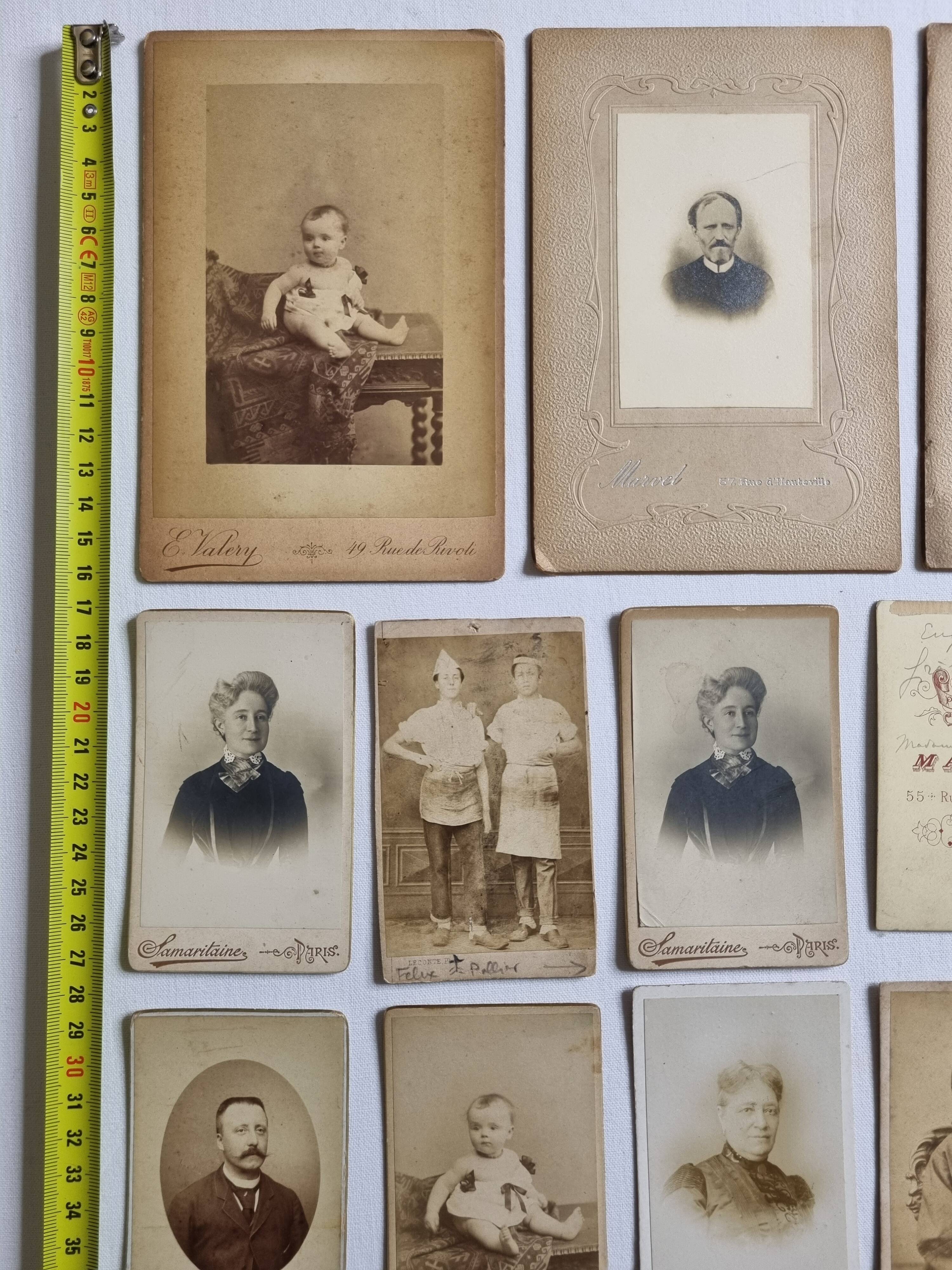 Set of 21 old photographic portraits from the end of the 19th century to the beginning of the 20th century