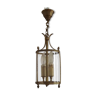 Vintage French Round Bronze 2 Light Lantern Ceiling Light Cylindrical Shade 4748