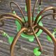 Italian chandelier with 5 lights in green opaline glass with uranium - ouraline