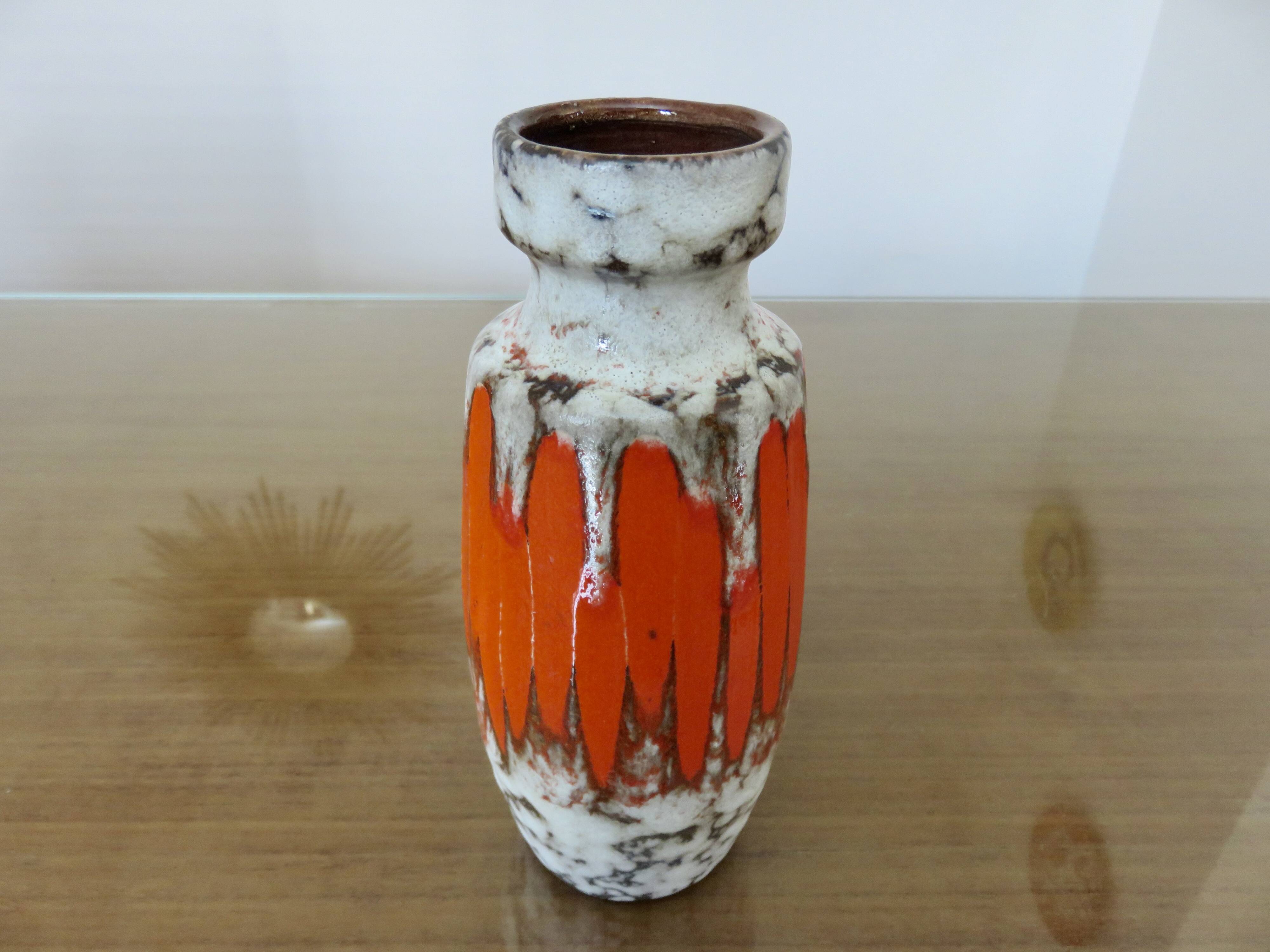 Orange "fat lava" ceramic vase, West Germany, 1970