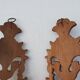 Pair of mountain appliques Savoy vintage painted wood
