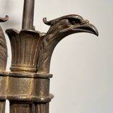 Empire-style bronze chandelier with 3 arms of light topped with eagle heads. French work. Circa 1900.