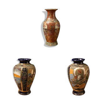 Set of 3 Handpainted Vases