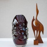 Mid-century modern handmade crystal vase in dark red by Börne Augustsson for Åseda