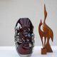 Mid-century modern handmade crystal vase in dark red by Börne Augustsson for Åseda