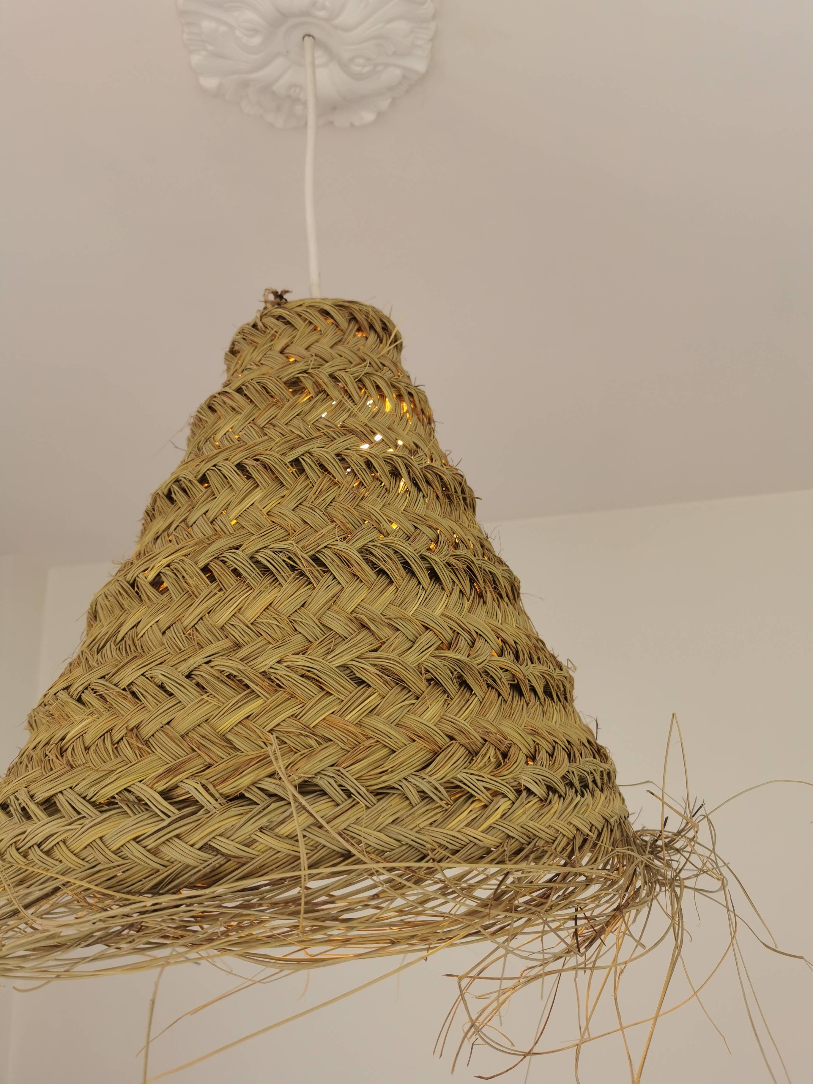 Suspension Dalia en Halfa Tressé – 40×45 cm – Fabrication Artisanale Maroca