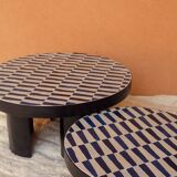 Set of two round and modern Zellige coffee tables