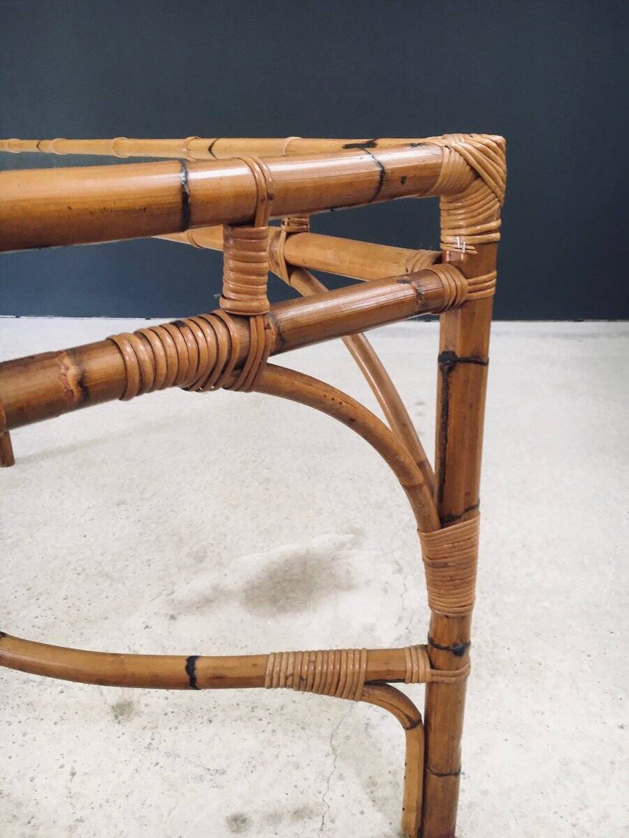 Mid-Century Chippendale Bamboo Dining Table, Italy, 1960s