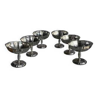 6 coupes à glace vintage en inox