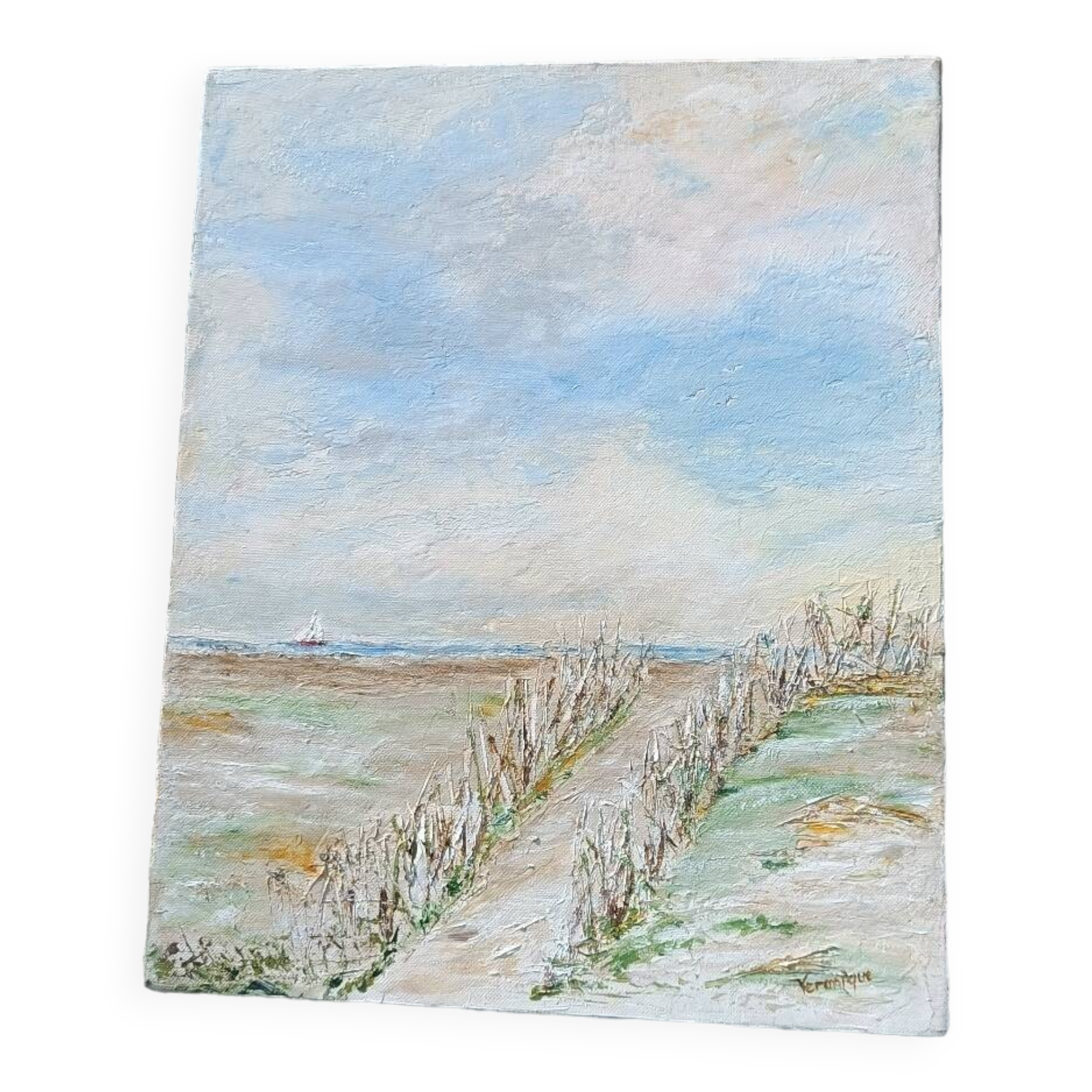 Oil painting on canvas signed seascape