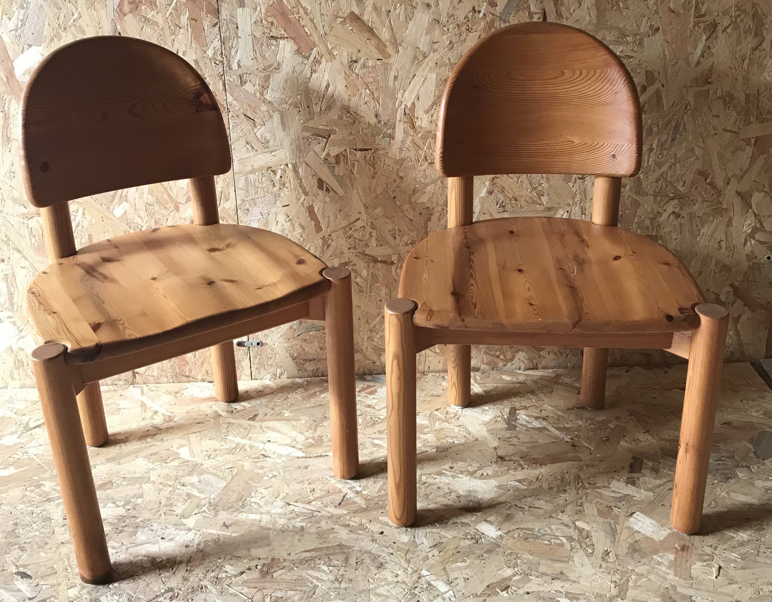 Pair of solid pine chairs by Rainer Daumiller, Germany 1960