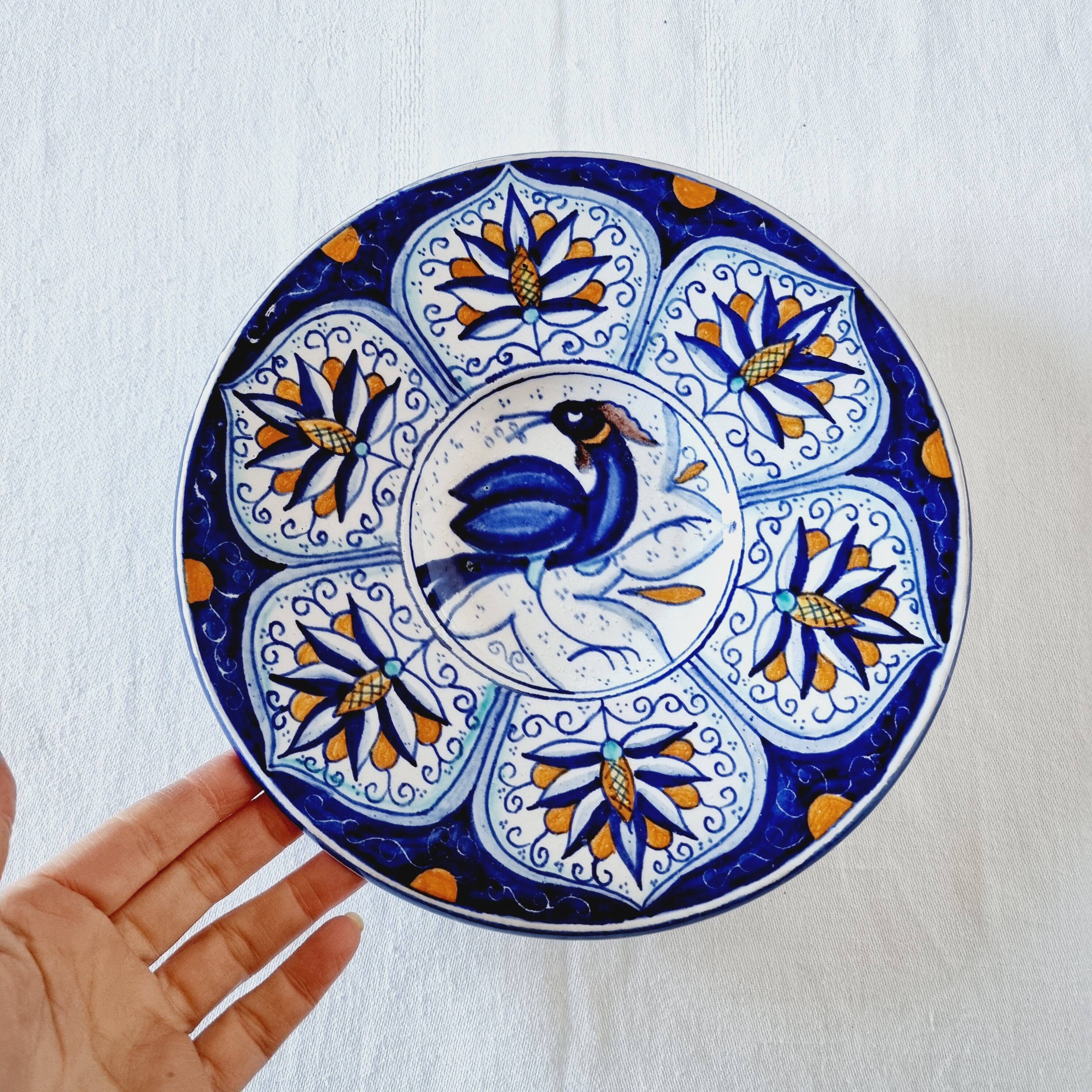 Antique Faenza soup plate made and hand painted in Italy and signed 1950s, p