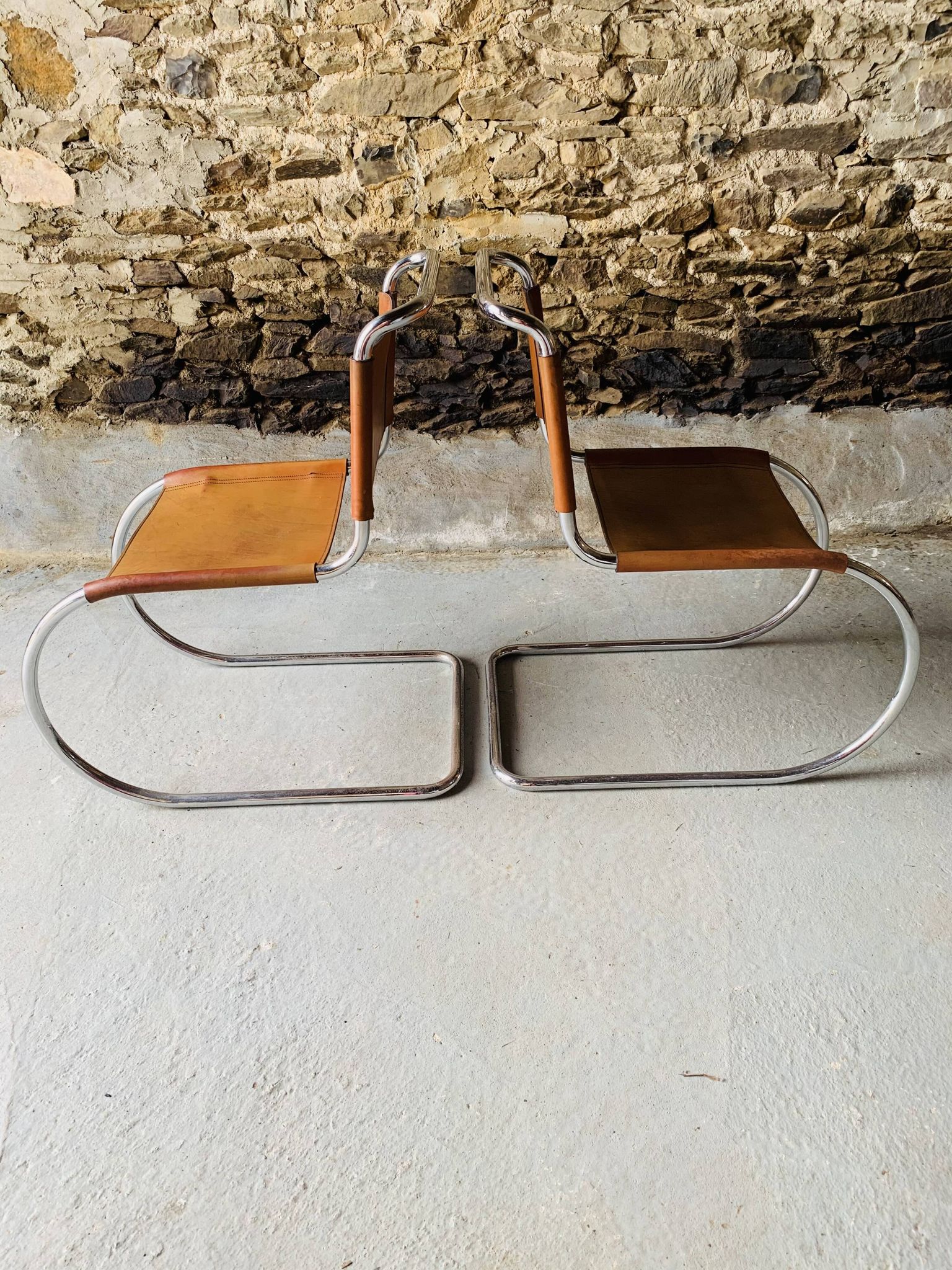 2 chairs MR10 by Ludwig Mies Van Der Rohe for Fasem, 1980
