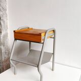 1950s wooden and metal boarding school bedside table