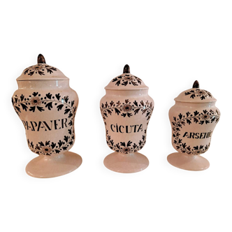 Set of 3 Delft ceramic medicine jars
