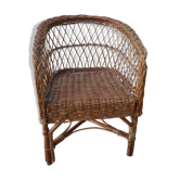Children's basket chair in vintage braided wicker