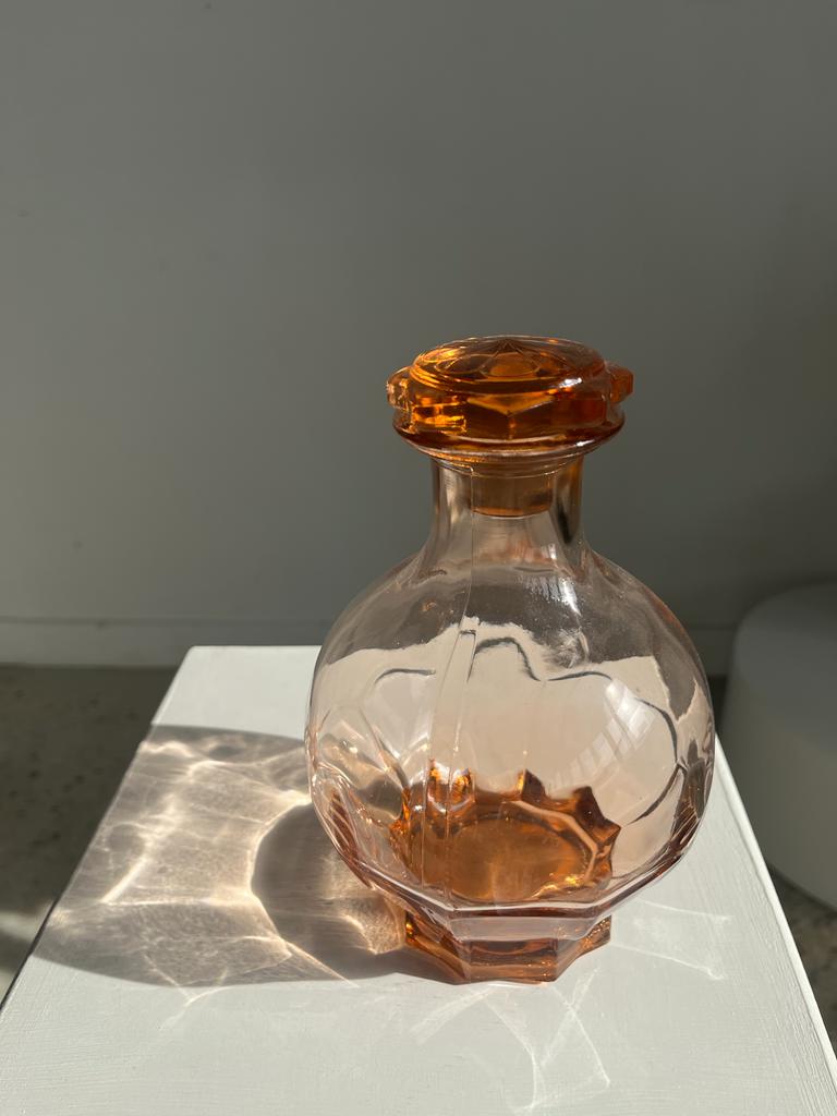 Pink glass liqueur decanter