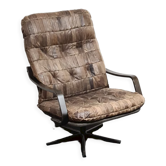 Vintage patchwork leather reclining armchair