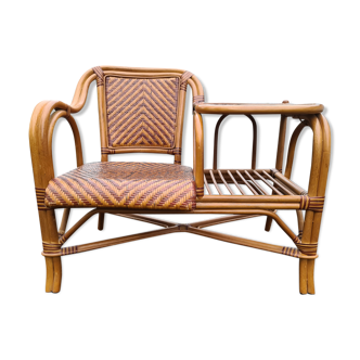 Armchair table furniture Rattan telephone