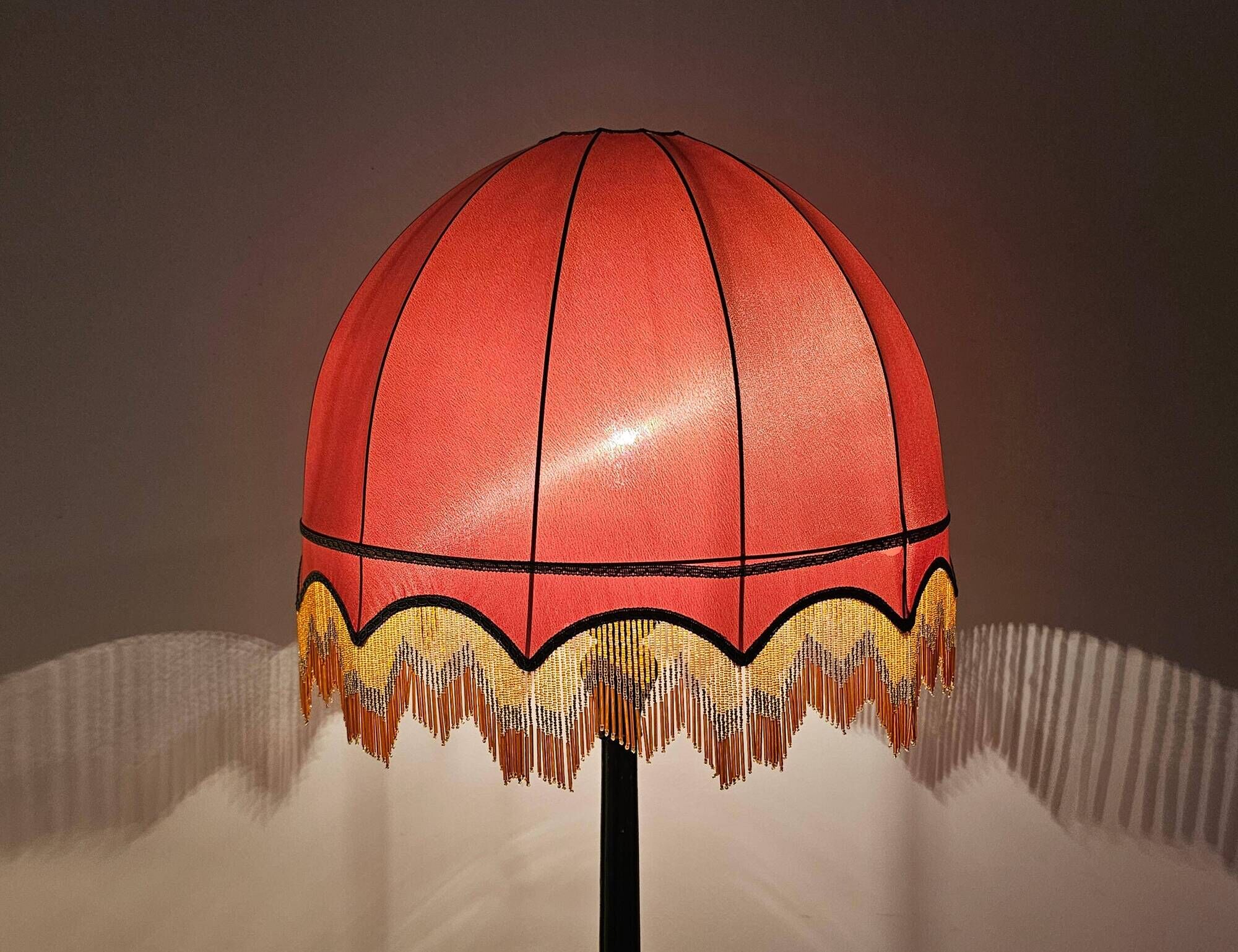 Antique floor lamp in carved oak, Austria late 1890s.
