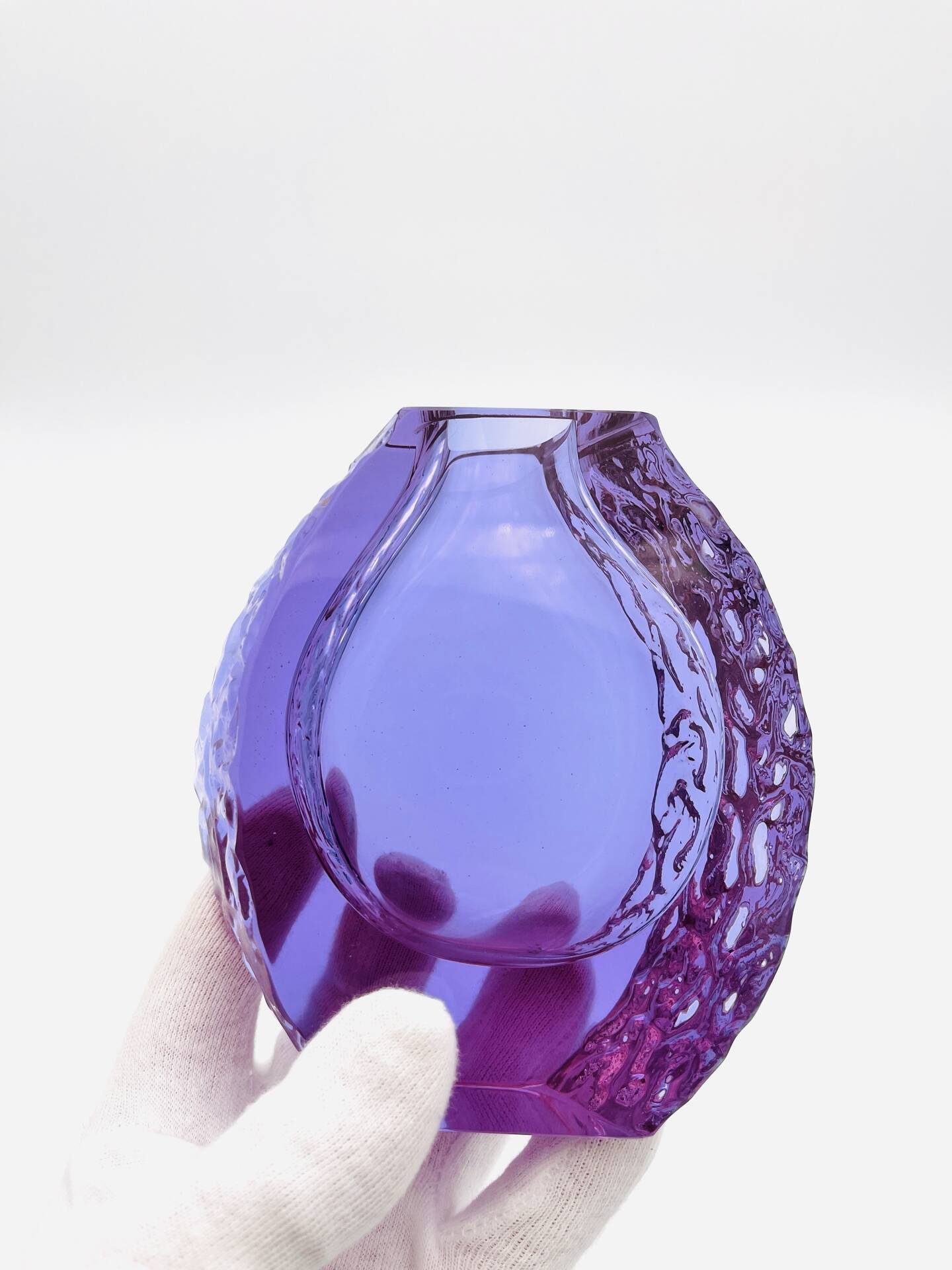 Murano Vase Alexandrite Mandruzzato Neodymium Brutalist Bark 13.5
