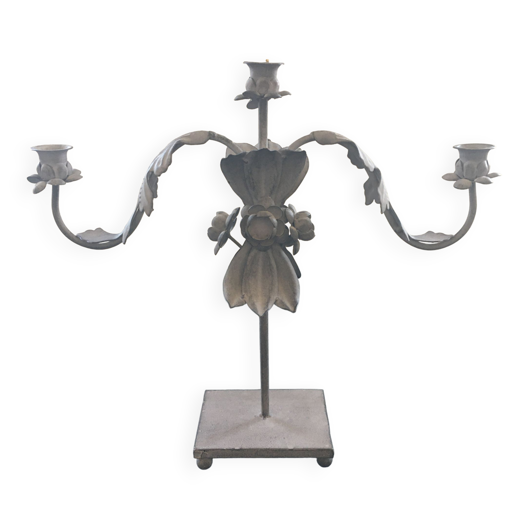 3-branch zinc candelabra