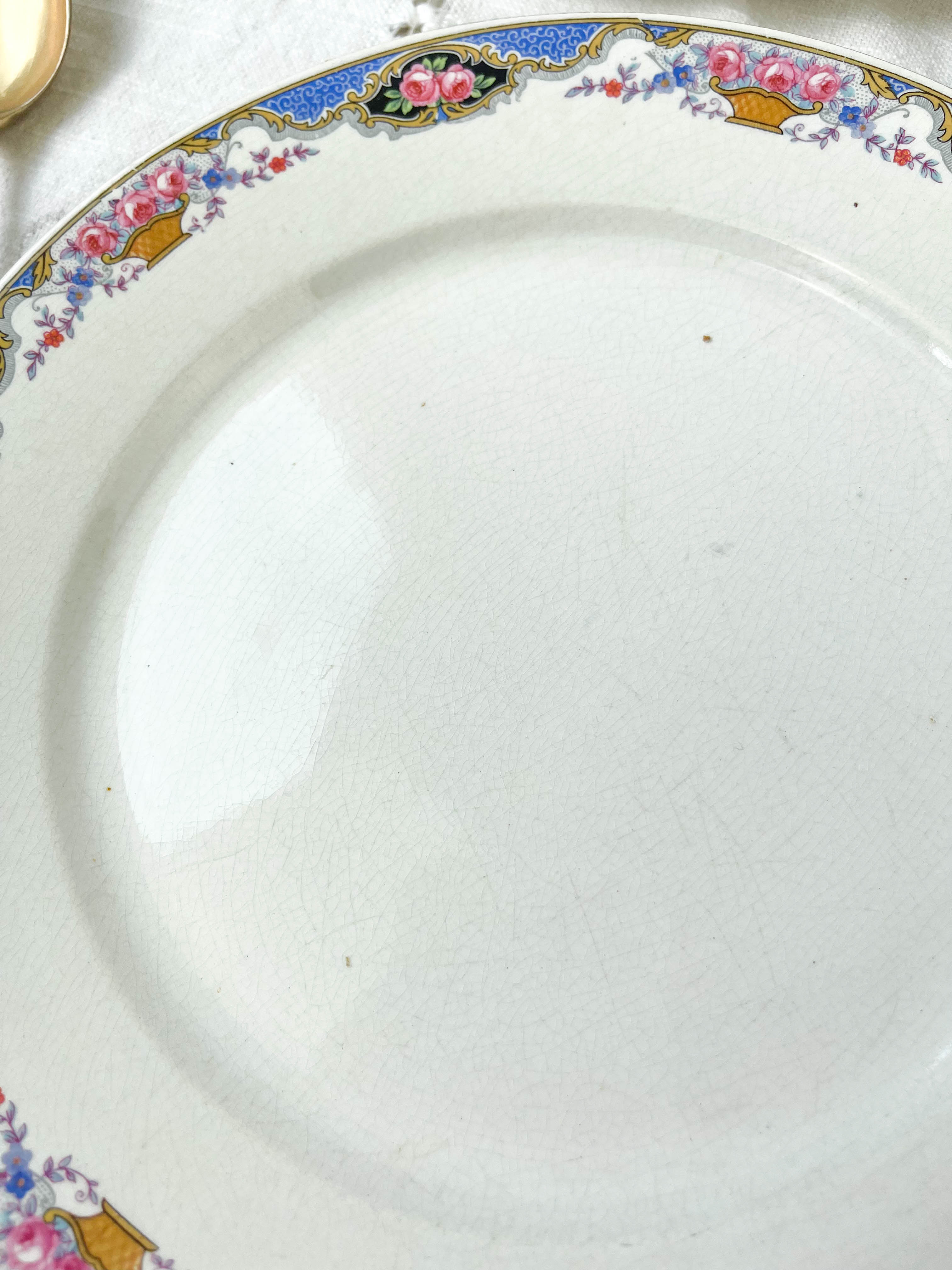Set of 6 porcelain plates and 6 small mismatched vintage plates ~ Dinner service for 6 people ~