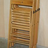 Set of 4 folding steamer chairs in oak from around 1940.