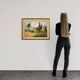 Italian signed painting countryside landscape from 20th century