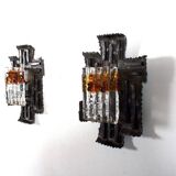 Pair of Swedish Brutalist Sconces by Tom Ahlström and Hans Ehrich, 1970s