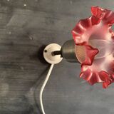 Antique wall light, tulip in pink glass and silver metal, 1920