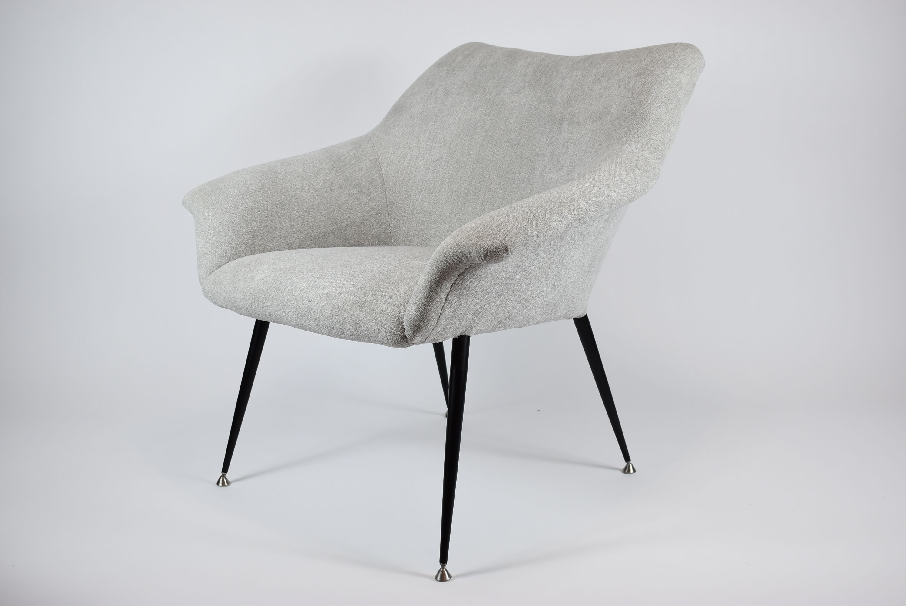 Mid-century armchair Shell, 1960s, NRD, yellow fabric, restored