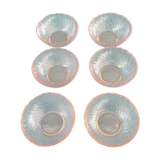 Series of 6 cups in pink glass France