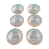 Série de 6 coupelles en verre rose France