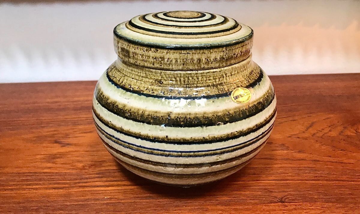Ceramic Art Pot or Box with Lid from Søholm Stoneware, Denmark 1960s