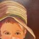 Portrait of the boy in the straw hat 70s/80s, signed