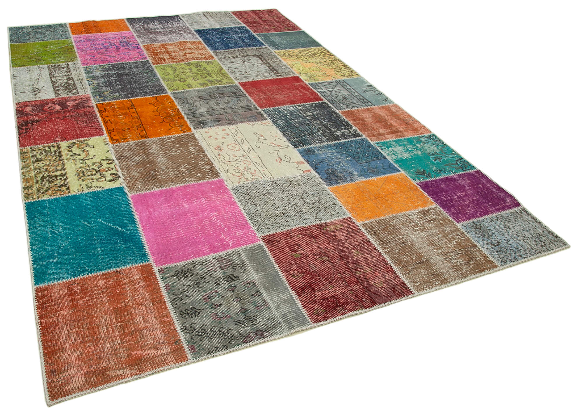 Handmade Oriental Contemporary 205 cm x 300 cm Multicolor Patchwork Carpet