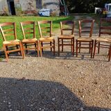 6 old straw chairs
