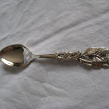 silver metal sugar and silver sugar spoon.