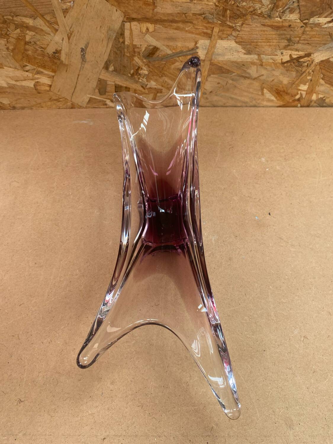 Old Empty Pocket Crystal Cup Purple & Transparent Vintage #B086