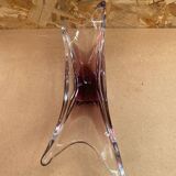 Ancien Vide Poche Coupe Cristal Violet & Transparent Vintage #B086